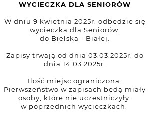 WYCIECZKA DLA SENIORÓW 2025