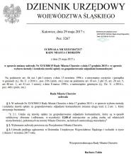 uchwała nr XXXVII/672/17 Rady Miasta Chorzów z dnia 25 maja 2017